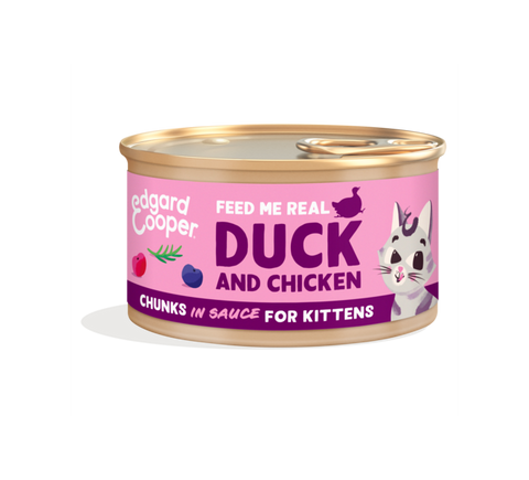 Edgard & Cooper - Bocadinhos KITTEN Pato do campo em molho delicioso para gatos jovens e gatinhos
