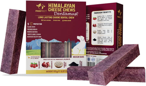 🧀🦷 Pawfect - Barras DENTÁRIAS Queijo Himalaias com Arandos & Carvão Ativado🍓🪨 - Multipack 3 UNID. (Snack Inovador & Exclusivo)