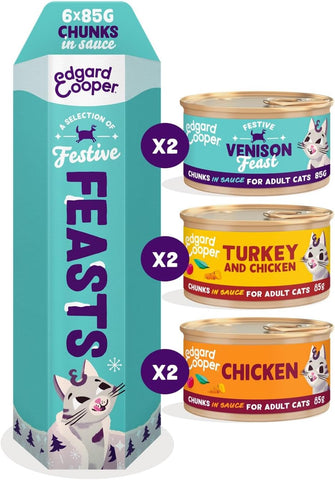 Edgard & Cooper - Multipack FEASTS Latinhas CHUNCKS 6 x 85g para gato