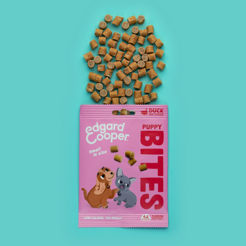 Mini Bites Bonbons PUPPY de Pato e frango com maçã & mirtilos para cachorros 50g🦆🐓🍎🫐