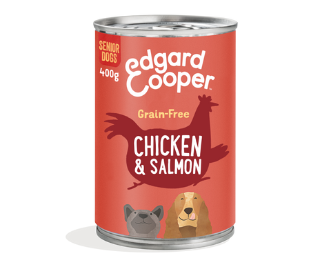 Lata paté SENIOR Frango & Salmão para cães seniores + 8 anos ou LIGHT (controlo de peso) 400g