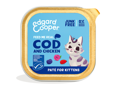 Paté Edgard & Cooper KITTEN Bacalhau & Frango para gatinhos e gatos jovens