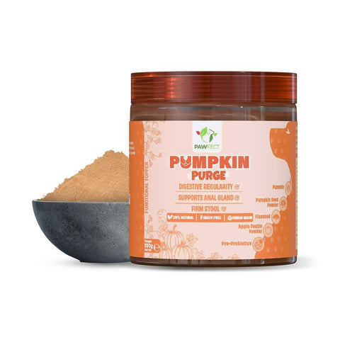 Pawfect - Delicioso Food Topping PUMPKIN PURGE Pumpkin Powder | 100% Natural | Enriched with Apple Pectin, Pumpkin seeds & Flaxseeds, Pre & Pro Biotics | Digestive Regularity | Firm Stool | Supports Anal Gland  (250g)