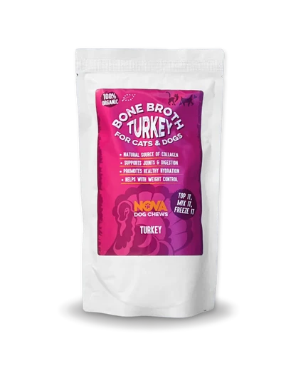 Nova Pet Health - Free Run Turkey Bone Broth for dogs (Caldo de ossos Peru)🦃 Premium 100% Natural for dog’s health - High in collagen and protein Supports Joint & Digestion, Hydration & enhance Gut Health – 230ml