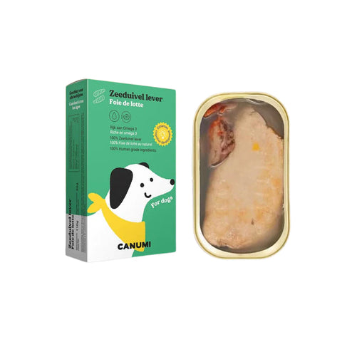 Peixe Superfood - Fígado de Tamboril ao natural da Costa Atlântica 100% natural em conserva para cão - Canuni - 110g (Strong & Immunity)