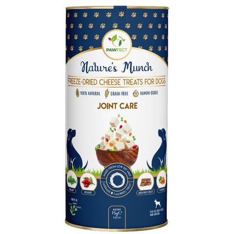 Pawfect - Snacks FRESH FREEZE DRIED - JOINT CARE - Cheese, Turmeric, Rosehip, Alfalfa & licorice root (Melhora articulações e dores)