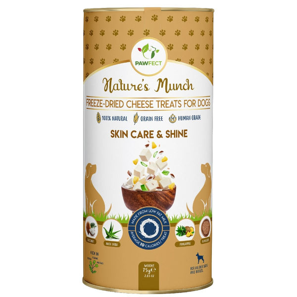 Pawfect -Snacks FRESH FREEZE DRIED - SKIN CARE & SHINE - Cheese, Coconut, Pineapple, Flax seed & Aloe Vera (regeneração pele, anti-alergias e pelo brilhante e cuidado)