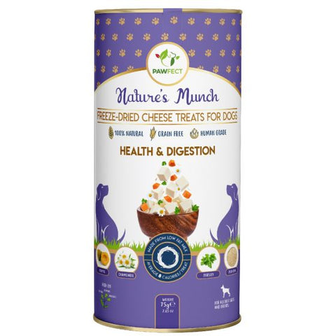 Pawfect - Snacks FRESH FREEZE DRIED - DIGESTION - Cheese, Papaya, Chamomile, Parsley & Psyllium (Probiótico natural: Anti Cólicas e sem Gases)