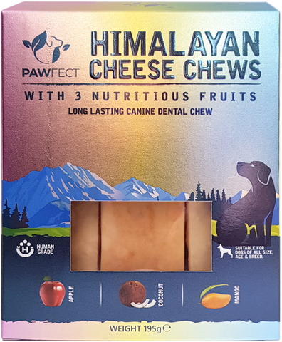 🧀 Pawfect - Barras Queijo Himalaias 3 Frutas Nutritivas (Maçã - Coco - Manga) - Multipack 3 UNID.  🍏🥥🥭