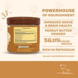 Pawfect - NUTTERLY VITAL Peanut Butter Powder | Daily Topper for Dogs | All Natural | Enriched with Brewer's Yeast, Banana, Papaya & Blue Spirulina | Anti Parasitic | Improves Gut Microbiome, Skin, Nerve & Brain Health (250g)