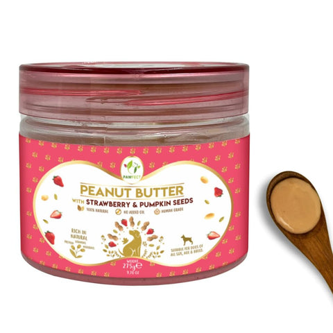Pawfect - Mantequilla de maní 100% natural con fresa y semillas de calabaza (mezcla de superalimentos)