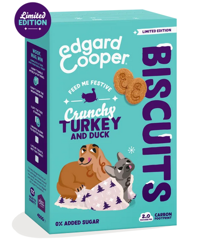 Edgard & Cooper - CRUNCHY BISCUITS Peru & Pato com arandos vermelhos (Grain Free) para cão