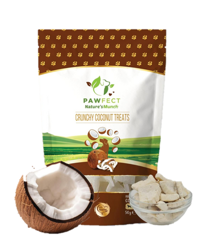 🥥 Pawfect - Snacks FRESH FREEZE DRIED Crunchy Coconut (Skin & Coat Booster) (Melhora pele e pelo, anti-alergias)