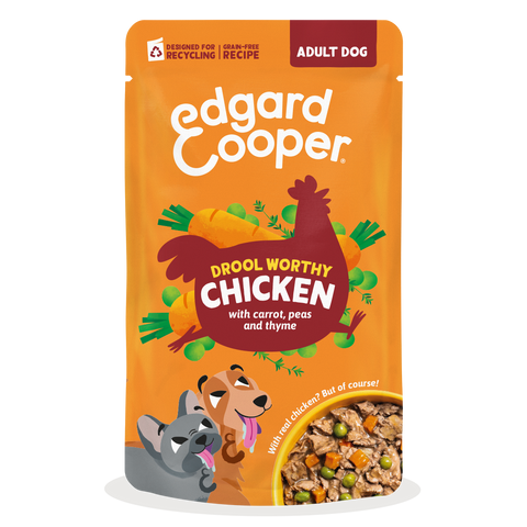 Edgard & Cooper - Estufado GALINHA com cenouras, ervilhas e tomilho em molho delicioso para cão (contém prebióticos, protetores articulares, fibra suave e óleo salmão)