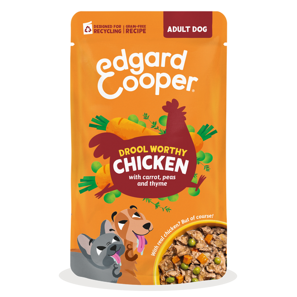 Edgard & Cooper - Estufado GALINHA com cenoura, ervilhas e tomilho em molho delicioso para cães (contém prebióticos, protetores articulares, fibra suave e óleo salmão)