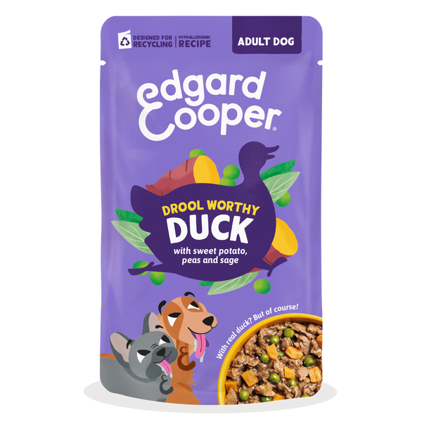 Edgard & Cooper - Estufado PATO com batata doce, ervilhas e sálvia em molho delicioso para cão (contém prebióticos, protetores articulares, fibra suave e óleo salmão)