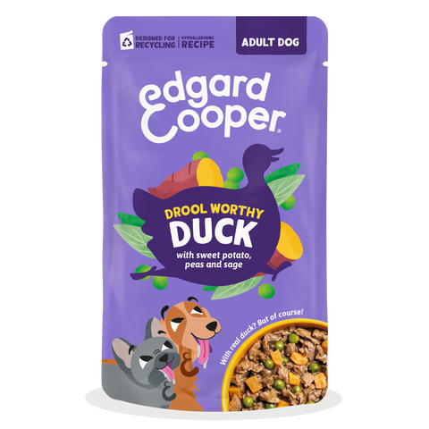 Edgard & Cooper - Estufado PATO com batata doce, ervilhas e sálvia em molho delicioso para cão (contém prebióticos, protetores articulares, fibra suave e óleo salmão)