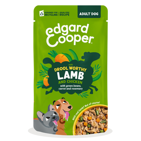 Edgard & Cooper - Estufado BORREGO com feijão verde, cenouras e alecrim em molho delicioso para cão (contém prebióticos, protetores articulares, fibra suave e óleo salmão)