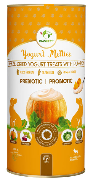 Pawfect - Snacks FRESH FREEZE DRIED PRE & PROBIOTIC Yogurt Melties Pumpkin with Beetroot, Cabbage & Fennel Seeds 🥛🎃  (Immunity & Health Gut)