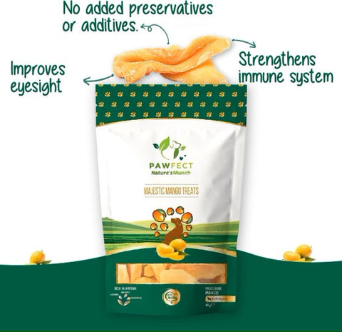 🥭 Pawfect - Snacks Majestic Mango (Manga) (Freeze Dried) (Ajuda a prevenir infeções dérmicas. Fortalece sistema imunitário e aumenta resistência no combate a doenças)