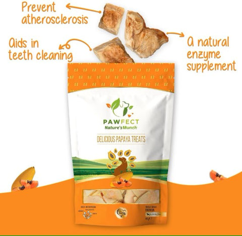 🥑Pawfect - Snacks Delicious Papaya (Papaia) (Freeze Dried) (Auxilia na digestão, redução de gases e ação antiparasitária)