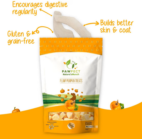 🎃Pawfect - Snacks Plump Pumpkin (Abóbora) (Freeze dried) (Auxilia digestão, anti-diarreia e anti-parasitário)