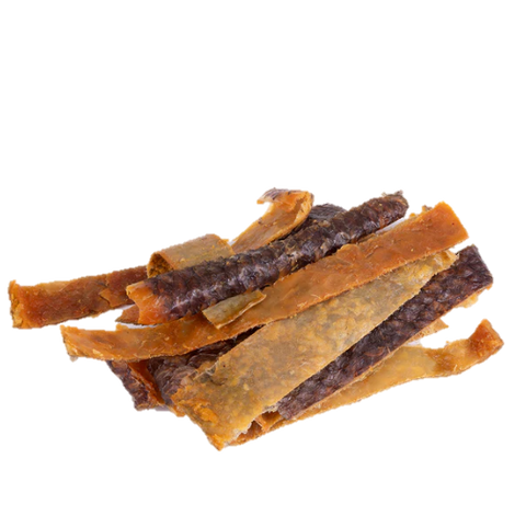 Tiras ÓMEGA Pele Pescada Negra 🐠  Dose Ómega 3 natural: Pelo & Pele Saudável. Puro óleo peixe!