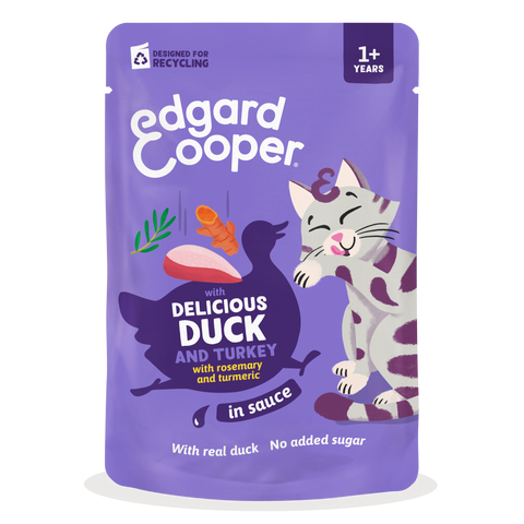 Edgard & Cooper - Saquetas Comida húmida de PATO & PERU em molho para gato