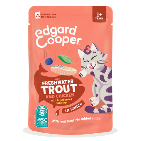 Edgard & Cooper - Saquetas Comida húmida de TRUTA & FRANGO em molho para gato