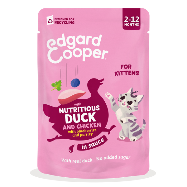 Edgard & Cooper - Saquetas Comida húmida de KITTEN PATO & FRANGO em molho para gatinhos