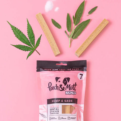 Sticks Dental CALMING MINI Cânhamo & Sálvia  (Ação Dupla: Dental & Relax) para cães pequenos e médios🌸✨