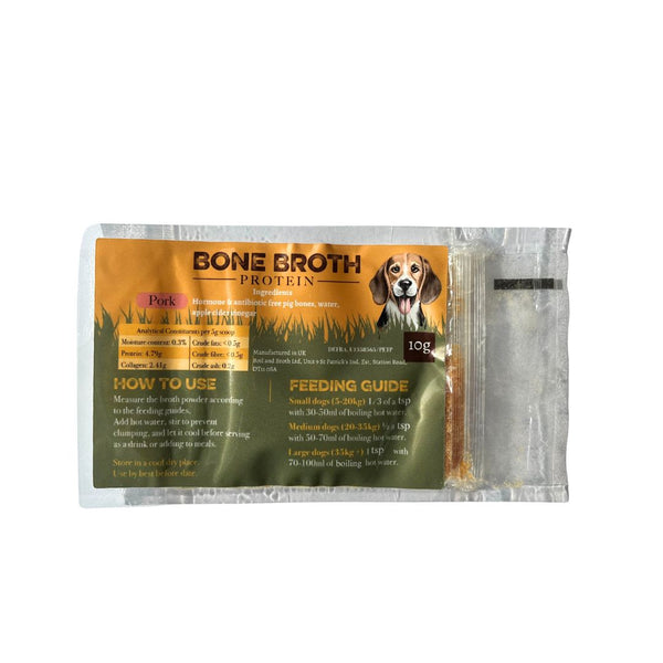 CALDO OSSOS DESIDRATADO - PORCO em pó concentrado (100% natural, desidratado) (Fonte Colagénio, reforça articulações, melhor pele e pelo e aumenta defesas fortes) +30 DOSES (NOVO Tamanho)