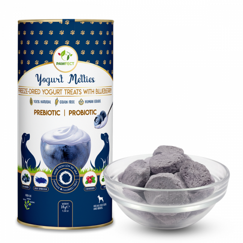 Pawfect - Yogurt Melties Pre & probióticos 🥛🫐 - Mirtilos, espirulina azul, cranberries e menta