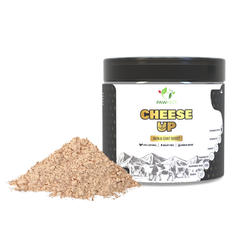 Pawfect - CHEESE-UP Cottage Cheese Powder | Daily Topper for Dogs| Blend for Skin & Coat Boost| 100% Natural | Enriched with Coconut, Biotin, Sunflower & Flaxseed Oil| Rich in Protein, Vitamins & Minerals (220g)