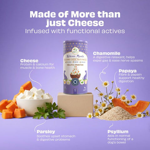Pawfect - Snacks FRESH FREEZE DRIED - DIGESTION - Cheese, Papaya, Chamomile, Parsley & Psyllium (Probiótico natural: Anti Cólicas e sem Gases)