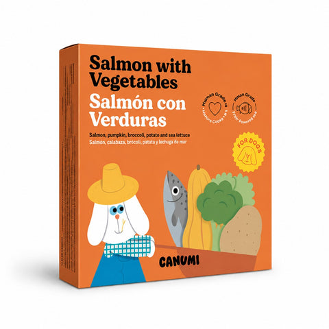 Refeição 100% natural Canumi Salmão, legumes e alga marinha (superfood) para cão 280g