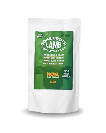 Nova Pet Health - Grass Fed Lamb Bone Broth for dogs (Caldo de ossos Borrego)  🐏 Premium 100% Natural for dog’s health - High in collagen and protein Supports Joint & Digestion, Hydration & enhance Gut Health – 230ml