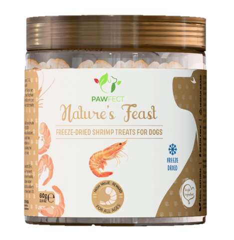 Pawfect - FRESH FREEZE DRIED Shrimp Daily Topper & Treat for Dogs | Omega+ Boost