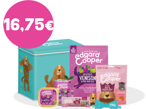 TASTER BOX Edgard & Cooper KIT Experimentação sortido para Cão adulto (40% Desconto + Oferta BOX/Contentor Metálico) (Quantidades Limitadas)