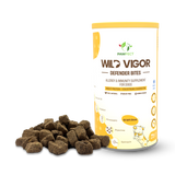 Pawfect - WILD VIGOR - DEFENDER Bites | Allergy and Immunity Supplement for Dogs | Omega 3 Boost | 100% Natural | Grain Free| Enriched with Colostrum, Turmeric, Omegas, Ashwagandha, Blue Spirulina, Quercetin & Biotin + Papaya, Pineapple & Shrimps