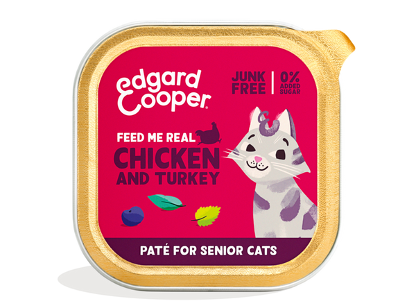 Paté Edgard & Cooper SENIOR Frango & Peru para gatos seniores (+8 anos) ou Controlo Peso (light)
